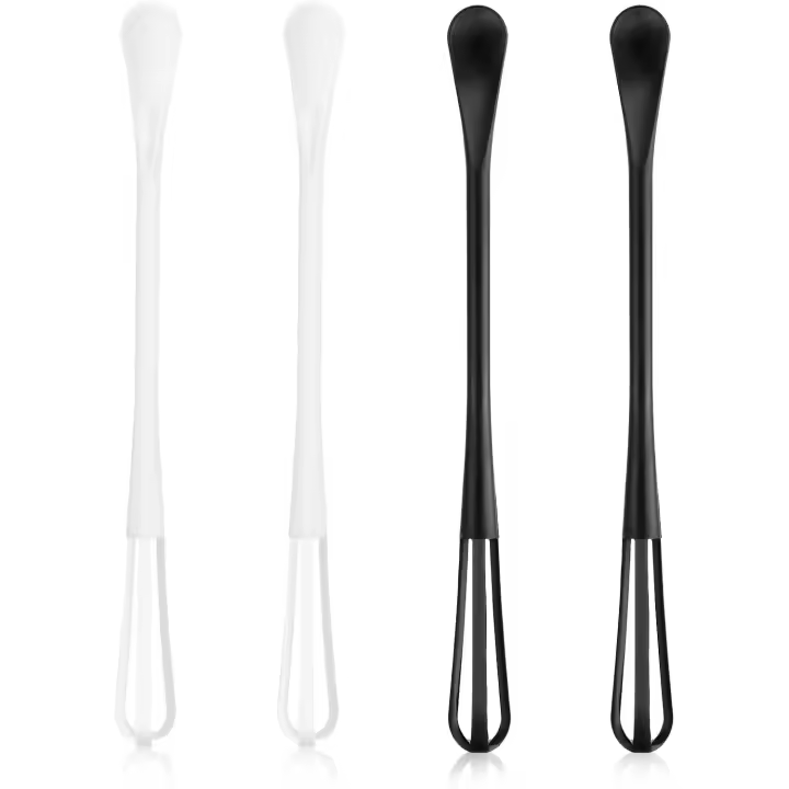 4 mini mezclador multionales, mezclador 2 en 1, mini Cuchara para Azúcar, para Mezcla, Batir, (Negbas y Blancas) - 1