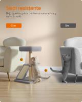 Rascador con Cama y Rampa Giratoria, Plataforma, Auto-Aseador y Pompones, Árbol para Gatos de Interior, Gris Claro - details 3