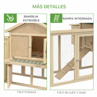 PawHut Gallinero de Madera 204x85x93 cm Jaula para 2-4 Gallinas Gallinero Grande con Nido Bandeja Extraíble Techo de Asfalto y Rampa para Exterior Natural - details 4