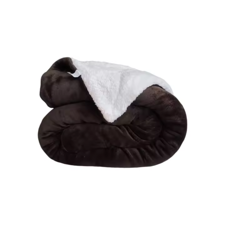 Manta sofá Gruesa invierno sedalina en Marrón y borreguito polar sherpa  Aislamiento Térmico y Suavidad Extra-Mercatienda.es - 1