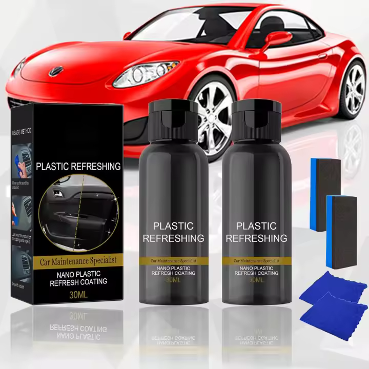 2024 NUEVO Agente de recubrimiento revitalizante de plástico, Agente de restauración de piezas de plástico para automóvil, Recubrimiento refrescante de nanoplástico, Agente de limpieza interior automotriz (30 ml 2PCS) - 1