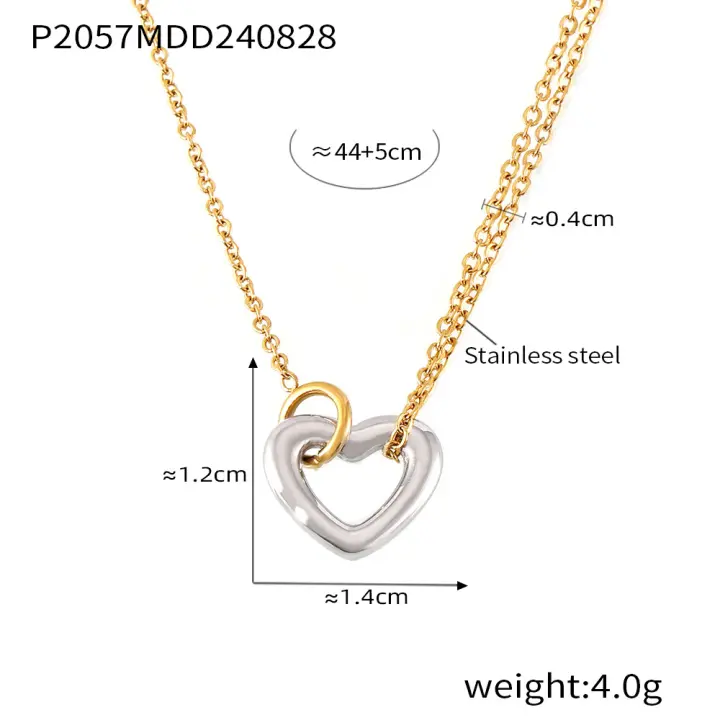 Encanto Pulsera de acero inoxidable con colgante de corazón de plata para mujer, pulseras de mano chapadas en oro de 18 quilates, brazalete de cadenas para muñeca para niñas lindas - 1