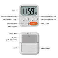 Nuevo Temporizador Digital LCD Para Cocina Y Estudio Con Formato De Tiempo 12/24H Mostrador Magnético Para Hornear Y Cocinar Temporizador De Cuenta Regresiva Para Dormir - details 8