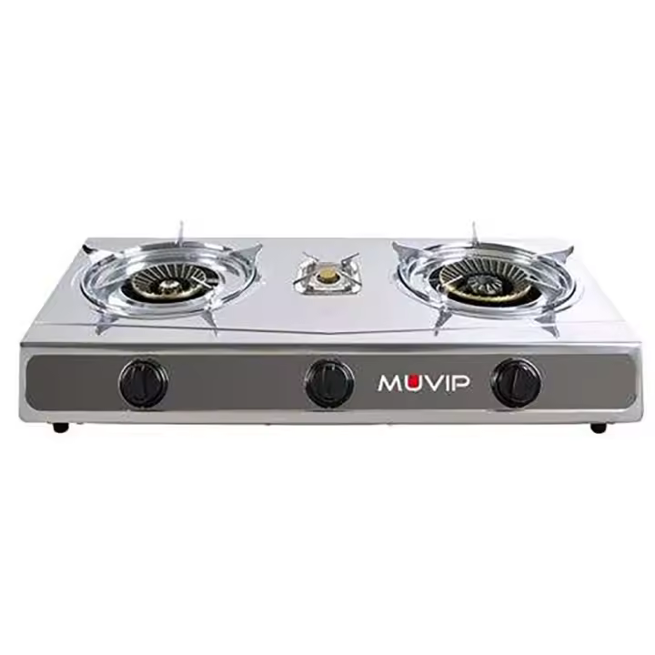 Muvip Serie Strong Cocina de Gas Inox 3 Fuegos - Encendido Piezoelectrico - Quemador de Hierro Fundido Desmontable - Hornillo de gas - 1