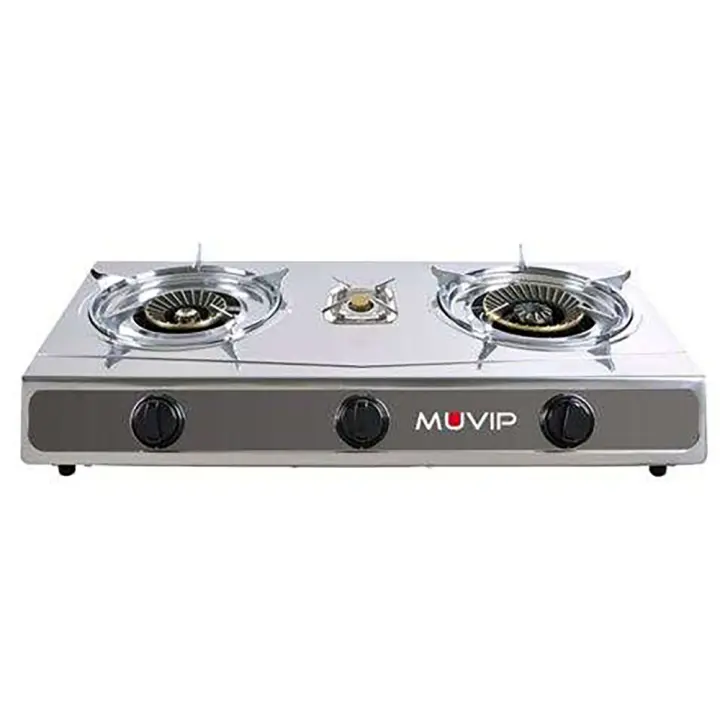 Muvip Serie Strong Cocina de Gas Inox 3 Fuegos - Encendido Piezoelectrico - Quemador de Hierro Fundido Desmontable - Hornillo de gas - 1