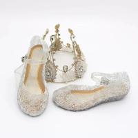 Sandalias De Verano Para Niñas Zapatos De Princesa PVC Transpirables Talla 25-37 Decoración De Cristal Estilo Cendrillon Con Tacón Suave Para Niños - details 13