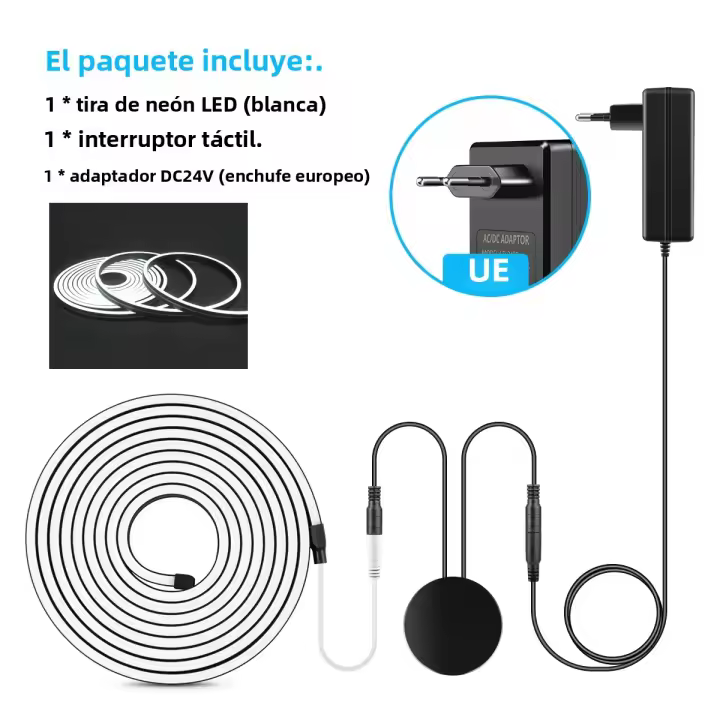 Tira De Luz LED Neón 24V Negra Con Sensor De Movimiento Y Toque De Madera Pantalla Táctil Dimmer Para Dormitorio Cocina Armario - 1