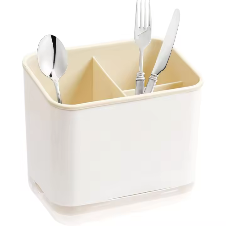 Escurridor de cubiertos para fregadero, 3 compartimentos con escurridor, ideal para cocina y baño. - 1