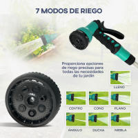 Outsunny Enrollador de Manguera para Jardín 20+2 m Carrete de Manguera de Jardín de Pared Manguera Enrollable con Boquilla de 7 Funciones Bloqueo Retorno Automático y Giro de 180° Gris Claro - details 3