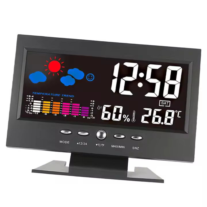 Estación Meteorológica Digital Medidor De Temperatura Humedad Con Reloj Termómetro Higrómetro Calendario Y Nivel De Comfort - 1