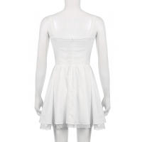 Vestido Mini A-Line De Encaje IAMHOTTY Blanco Sin Mangas Estilo Coquette Elegante Y Dulce Para Fiesta Y Vacaciones Traje De Corset Con Panel De Encaje - details 20