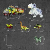 Bloques De Construcción Jurassic Dino World Con Vehículo De Tierra Tyrannosaurus Y Camión De Transporte Triceratops Figuras De Dinosaurio DIY Juguetes Para Niños - details 2