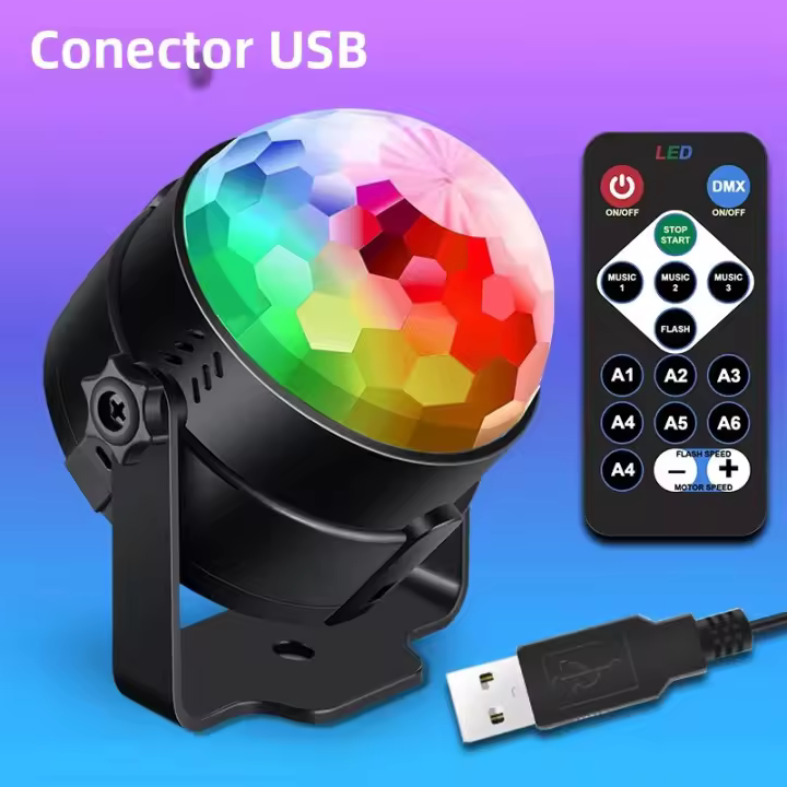 Bola Mágica LED Control Remoto Siete Colores Voz Controlada Mini Luz De Escenario KTV Rotatoria TenKinYo Luz Nocturna Atmosfera - 1