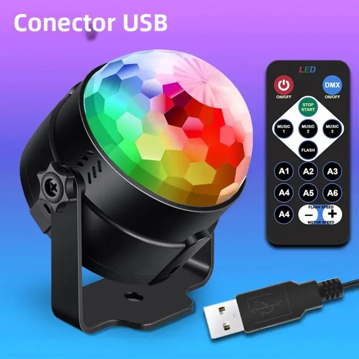 Bola Mágica LED Control Remoto Siete Colores Voz Controlada Mini Luz De Escenario KTV Rotatoria TenKinYo Luz Nocturna Atmosfera - 1