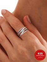 Anillo De Plata De Ley 925 Con Zirconia Interlocking Para Mujer Joyería De Moda Personalizada De Alta Calidad Aniversario - details 0