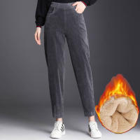 Pantalones Casuales De Cordón Para Mujer Gruesos Y Cálidos Leggings De Otoño E Invierno De Alta Cintura Estilo Harem Talla Alta Elasticidad Ajuste Regular Largo Hasta La Rodilla - details 3