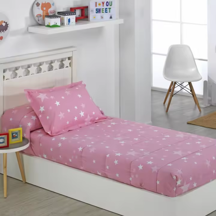 Edredón Ajustable Rosa Stars Cama 90 y Cama 105 de Dhestia Home - 1