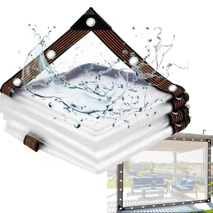 Lenas transarentes impermeables con ojales, para Patio, Para encofrar invernadero, Porche, dosel, Planta, Camping, 1 UD. - 1