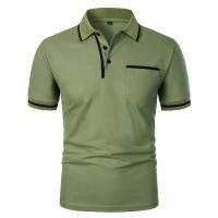 Camisa Polo Para Hombre De Manga Corta Color Sólido Casual Verano Transpirable Suelta Con Bolsillos Top Basic Splice Trendy - details 20