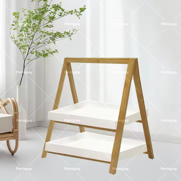 Estante de madera maciza multicapa con forma de escalera para sala de estar, estante de almacenamiento para flores, decoración suave para paisajismo, estante de exhibición para piso - 1