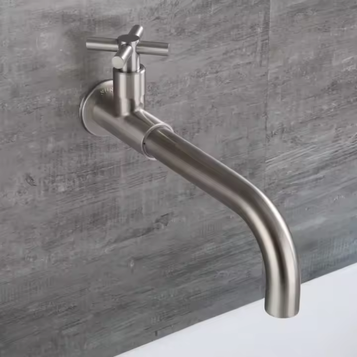 Grifo De Baño Individual De Niquel Pulido Para Pared Grifo De Escobilla Giratorio Accesorios De Baño Montaje En Pared - 1