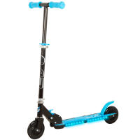 EVO - Patinete 2 ruedas, azul o rosa, base con luces, plegable 90º, manillar ajustable altura, medidas 68x33,5x82 cm, peso máximo 50 kg, freno trasero, base y manillar antideslizantes, juguetes niños +5 años, juguetes aire libre, juegos exterior - details 0