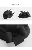 FS Sombrero De Pelo De Oveja Elegante Para Mujer Fascinator Black Pillbox Vintage Boda Vestido Fedoras Church Ladies Formal - details 7