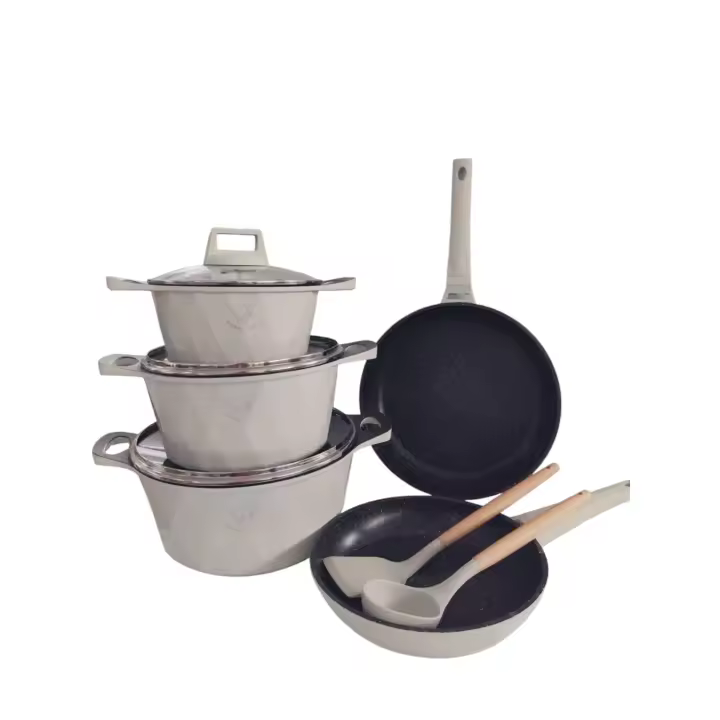 SET DE OLLAS - JUEGO DE SARTENES - 12 PIEZAS - MEDIDAS 20/24/28/24/28CM + 4 PIEZAS - APTO TODO TIPO DE FUEGOS - APTO PARA INDUCCION - APTO LAVAVAJILLAS - ANTUADHERENTE - ALUMINIO FUNDIDO -APTO HORNO- MARCA ROYAL SWISS - RS-NP2356C - 1