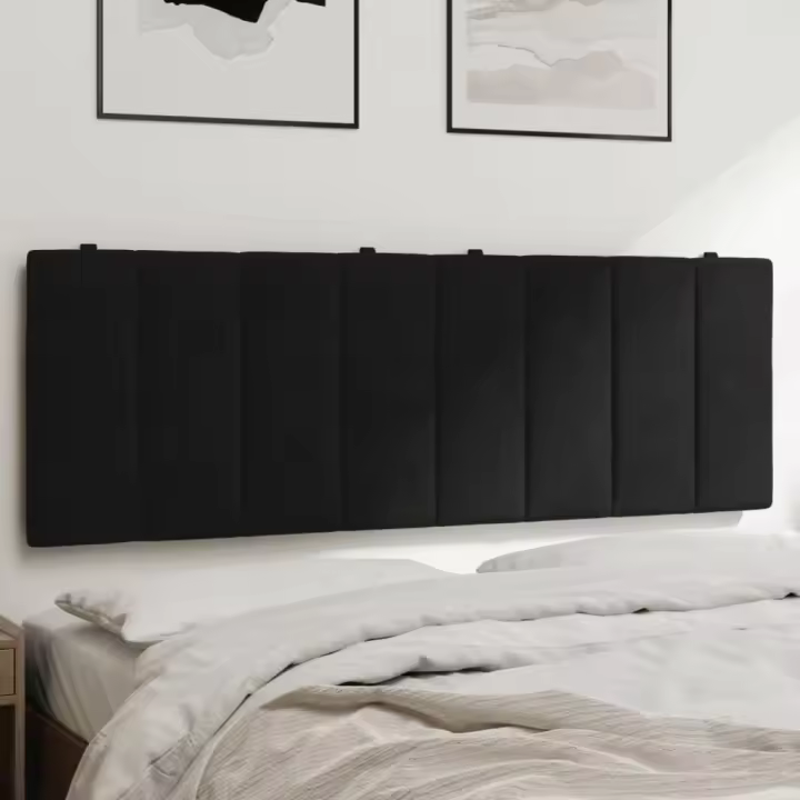 Cabecero de cama acolchado terciopelo negro 140 cm - 1