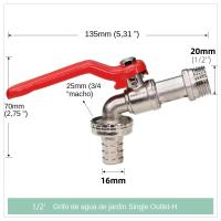 Grifo De Jardín Con Doble Cabeza De Latón 1 Entrada 2 Salidas Conector De Agua Para Balcones Y Jardines Resistente a La Presión ≥850 kPa - details 7