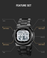 Reloj Digital Para Hombre SKMEI Con Pantalla Retroiluminada Contador De Retroceso Impermeable Cronógrafo Alarmas Fecha Reloj De Pulsera - details 20