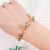 Encanto Pulsera popular con colgante de ancla y estrella de mar de aleación estilo vacaciones oceánicas para damas - details 5