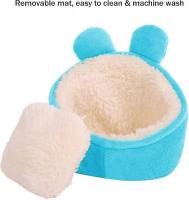 Hamster Mini Bed, Warm Small Pets Animals House Bedding, Cozy Nest Cage Accessories, Lightweight Cotton Sofa for Dwarf Hamster (Blue) - details 0