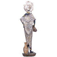 CAPRILO REGALOS & DECORACIÓN Figura Decorativa Multicolor de Resina "Mujer Africana con 2 Jarrones" Adornos y Esculturas. Regalos Originales. Decoración Hogar. 14 x 9 x 46 cm - details 1