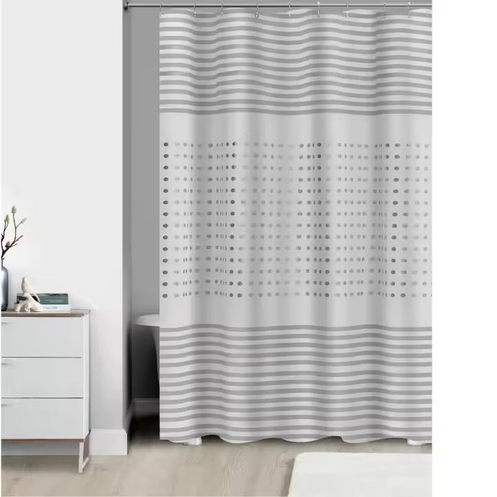 NQT Cortina de Baño Impermeable para Ducha, Bañera PEVA PVC Sin Olor Sin Cloro Incluye 12 Ganchos 178x183cm - 1