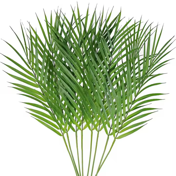 Hojas de Palmera Artificial, Tallos de vegetación Faux, Hojas de Palmera areca tropical de plástico sintético, Ramas de Palmera para decoración de Domingo de Ramos, Hawaiian Luau, Jungla, Boda, Fiesta de cumpleaños - 1