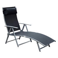Outsunny Tumbona Plegable Respaldo Ajustable a 7 Niveles con Almohada Texteline Resistente Relax en Exterior Piscina Terraza Camping 137x63.5x100.5cm Acero - details 0
