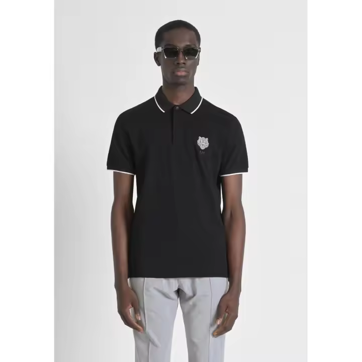Polo Regular Parche Tigre Negro Morato - 1