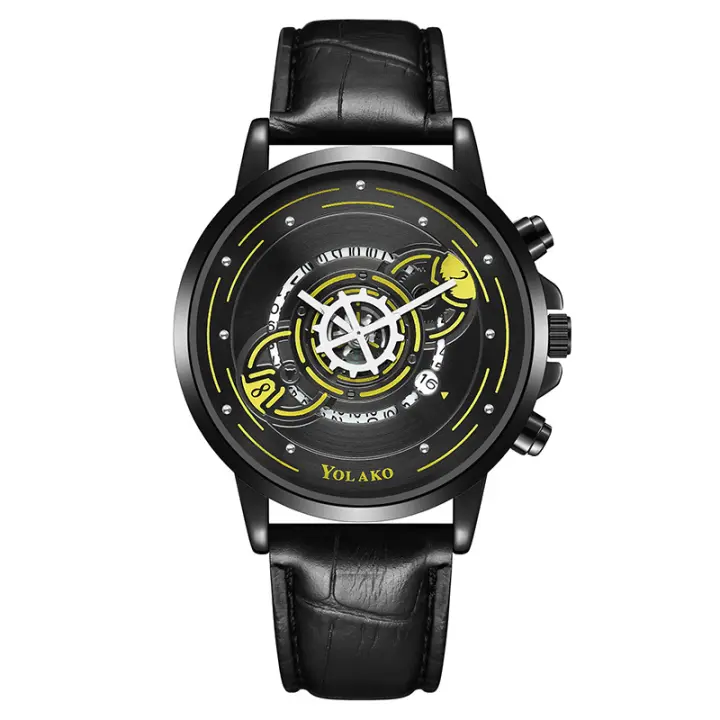 Nuevo reloj para hombre con calendario creativo y moderno, correa de cuero, para estudiantes, un reloj con un diseño único y funcional - 1