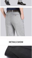 Pantalones Formales Para Hombre Verano Delgado Otoño Grueso Negro Azul Gris Elástico Negocios Sueltos Talla Grande Oficina - details 12