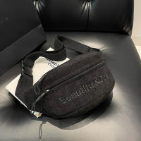 Bolsa De Cintura Para Mujer De Corduroy Con Bordado De Letras Bolso Transversal De Moda Bolso De Hombro Y Pecho - details 8