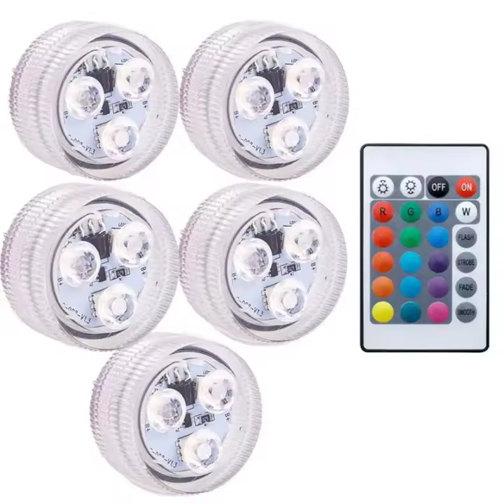 Luz Submersible LED Remota De Batería Con 16 Colores RGB Para Bodas Navidad Y Valentín Fiesta Luz De Té De La Balsa - 1