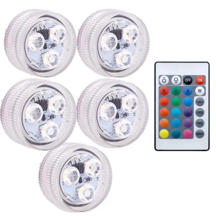Luz Submersible LED Remota De Batería Con 16 Colores RGB Para Bodas Navidad Y Valentín Fiesta Luz De Té De La Balsa - 1