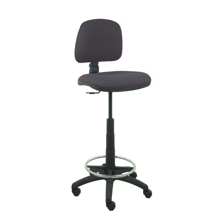 Piqueras Y Crespo Taburete Isso Bali Gris Oscuro Ergonómico Regulable en Altura con Respaldo y Aro Reposapiés Cromado - 1