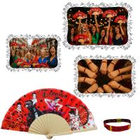 Pack 12 Abanicos Flamencos de Bambú y Tela + 12 Pulseras Bordadas | Souvenir España | Regalos Fiesta Temática, Despedida de Soltera, Feria Andaluza, Evento Flamenco - details 3