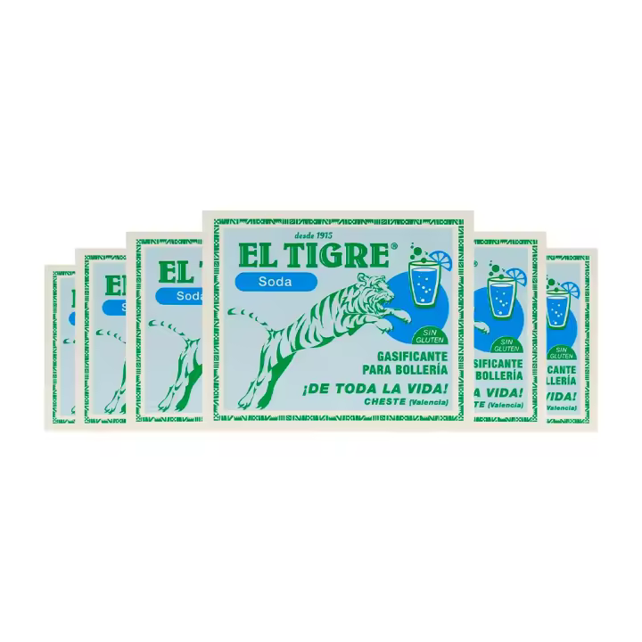 Soda gasificante para repostería sin gluten El Tigre 8 sobres caja 39 g pack de 6 - 1