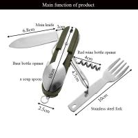 Juego De Comedor Multifuncional 7 En 1 De Acero Inoxidable Plegable Para Camping Viajes Picnics Con Taza De Agua Incluida - details 2