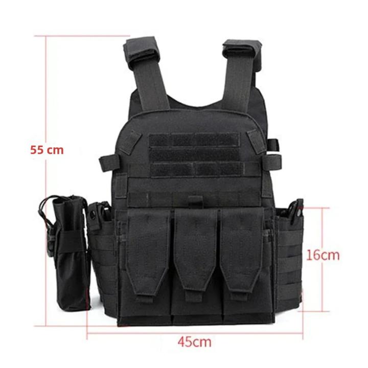 Chaleco Táctico De Nylon Para Juego De Guerra Militar Con Bolsa Y Equipamiento Molle Adecuado Para Caza Y Airsoft Talla L