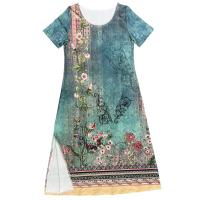 Vestido Largo Elegante Para Mujer Con Estampado Allover Manga Corta Y Rotura Para Primavera Verano Vestido De Fiesta Casual - details 12