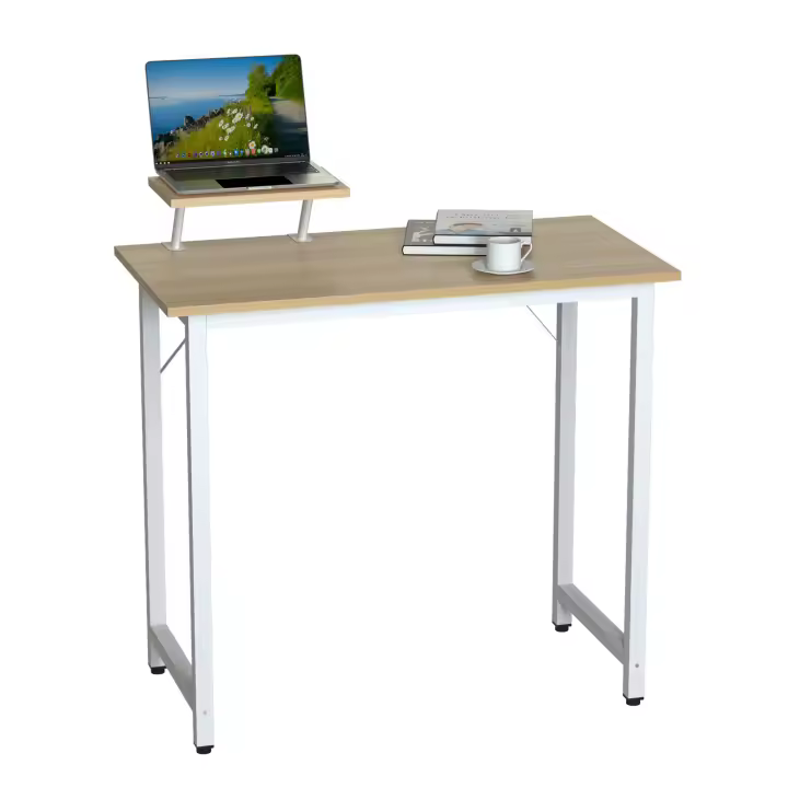 Aqrau Escritorio con estante para monitor, mesa para computadora PC 80x40x75cm, mesa de oficina de madera para la oficina - 1